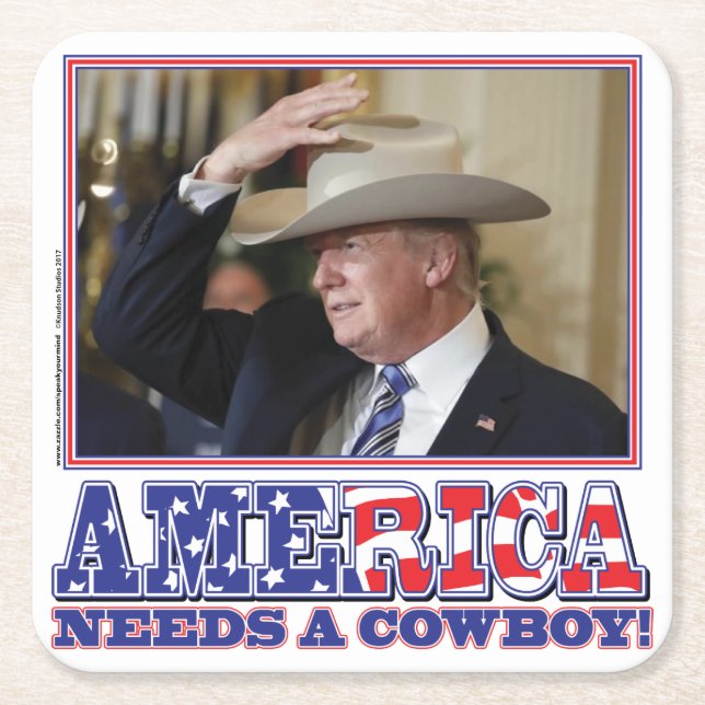 TRUMP-AMERICA-COWBOY UNDERLÄGG PAPPER KVADRAT (Framsidan)
