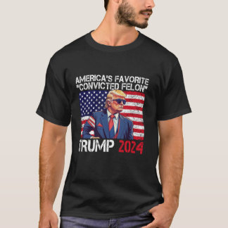 Trump Americas Favorite Convicted Felon Retro USA T Shirt