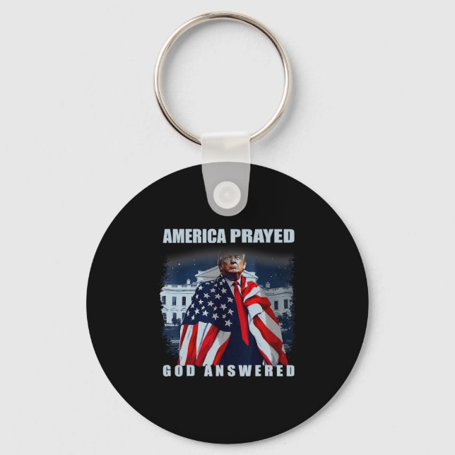 Trump Amerika bad Gud svarade Nyckelring (Framsida)