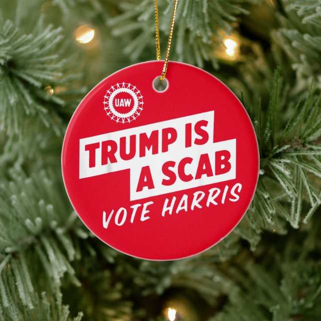 Trump är en Scab Vote Harris 2024 President Julgransprydnad Keramik (Träd)