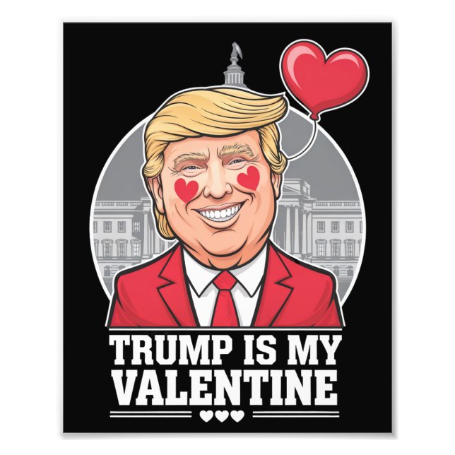 Trump är My Valentine Retro Valentines day Fototryck (Framsidan)