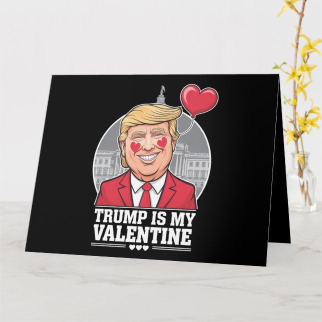 Trump är My Valentine Retro Valentines day Kort (Gul blomma)