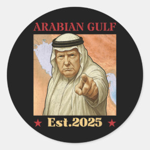 Trump Arabian Bukt 2025 - Lustigt Trump Bukt i ara Runt Klistermärke