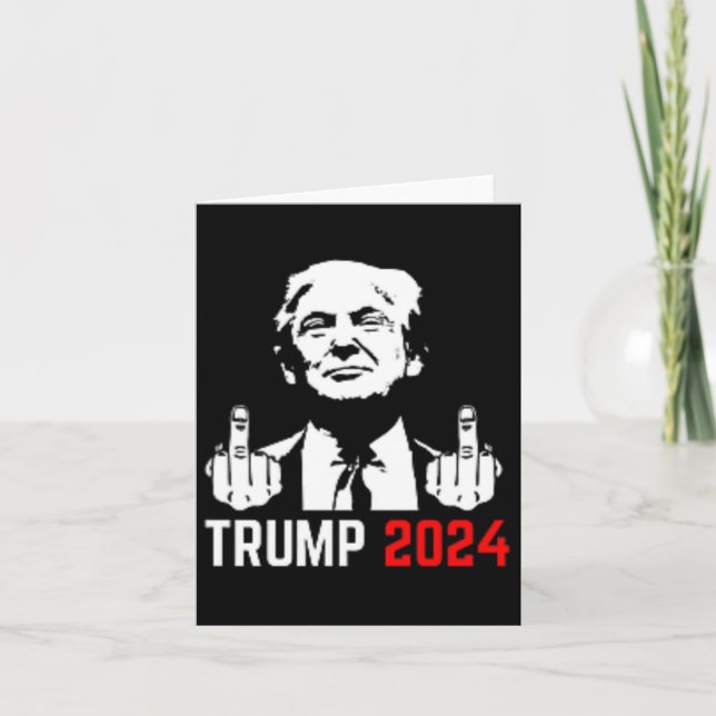 Trump Arrest I Finger 2024 Amerika USA Flagkul Kort (Framsida)