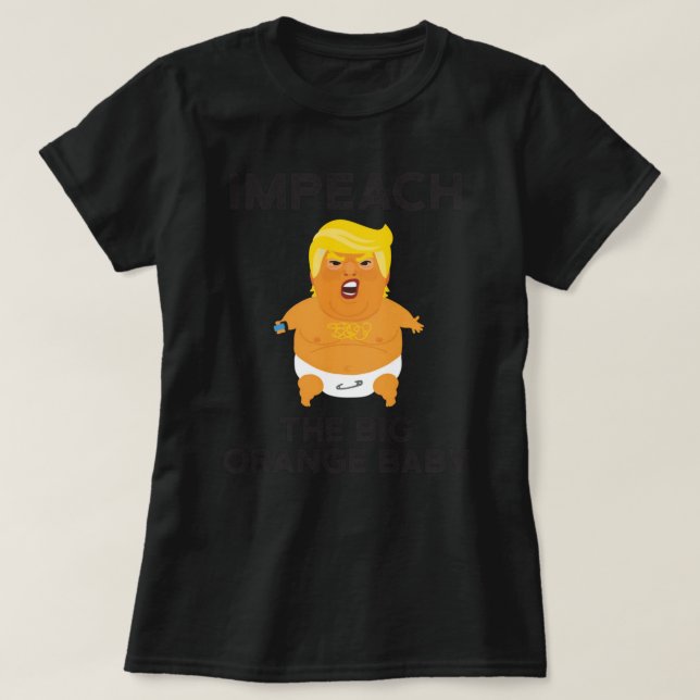 Trump Baby Blimp Balloon Impeach! - black text Sti T Shirt (Design framsida)