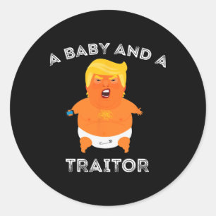 Trump Baby och en börsnota funny Runt Klistermärke