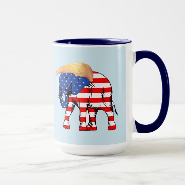 Trump Bad Hair Elephant 15 oz Ringer Mugg, ZSSG Mugg (Höger)