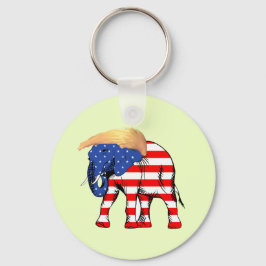 Trump Bad Hair Elephant Button Keychain, ZSSG Nyckelring