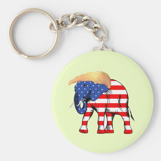 Trump Bad Hair Elephant Button Keychain, ZSSG Nyckelring (Framsidan)