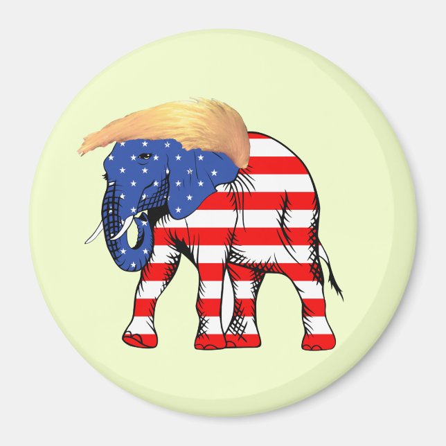 Trump Bad Hair Elephant Round Magnet, ZSSG Magnet (Framsidan)