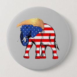 Trump Bad Hair Elephant Round Pin-Back Button, ZSS Knapp