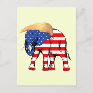 Trump Bad Hair Republican Elephant, ZSSG Vykort