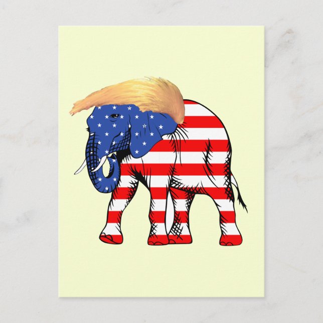 Trump Bad Hair Republican Elephant, ZSSG Vykort (Framsida)