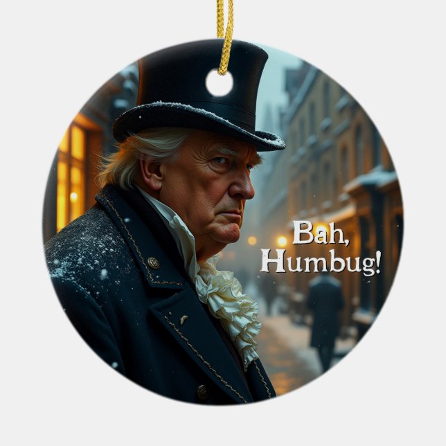 Trump Bah Humbug Julgransprydnad Keramik (Framsidan)