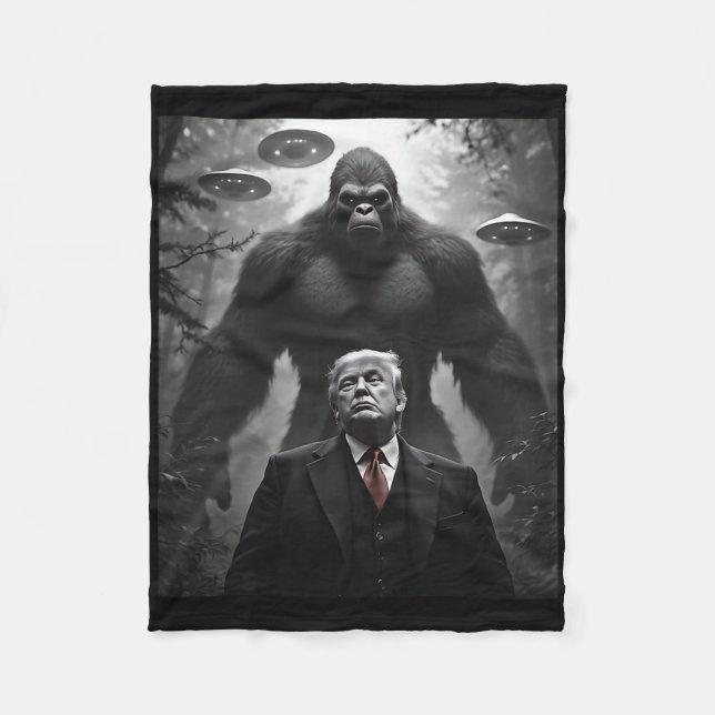 Trump Bigfoot Ufo Alien Encounter Visitation Konsp Fleecefilt (Framsidan)