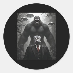 Trump Bigfoot Ufo Alien Encounter Visitation Konsp Runt Klistermärke