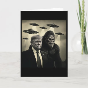 Trump Bigfoot Ufo Alienmöte Konspiration Roligt Kort