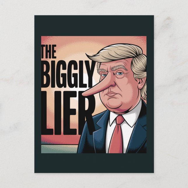Trump Biggly Lögner Tecknad Film Vykort (Framsida)