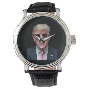 Trump Bubble Gum Rosa Rolig USA President Armbandsur