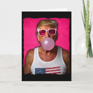 Trump Bubble Gum Rosa Solglasögon USA Flagga Rolig Kort