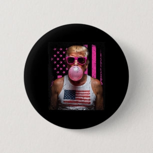 Trump Bubble Gum Rosa Sungles USA flagga Funny _2 Knapp