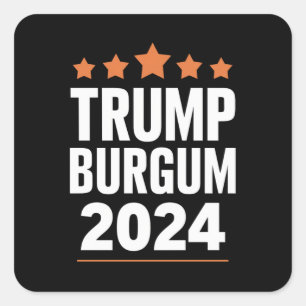 Trump Burgum inför valet till USA 2024 Fyrkantigt Klistermärke