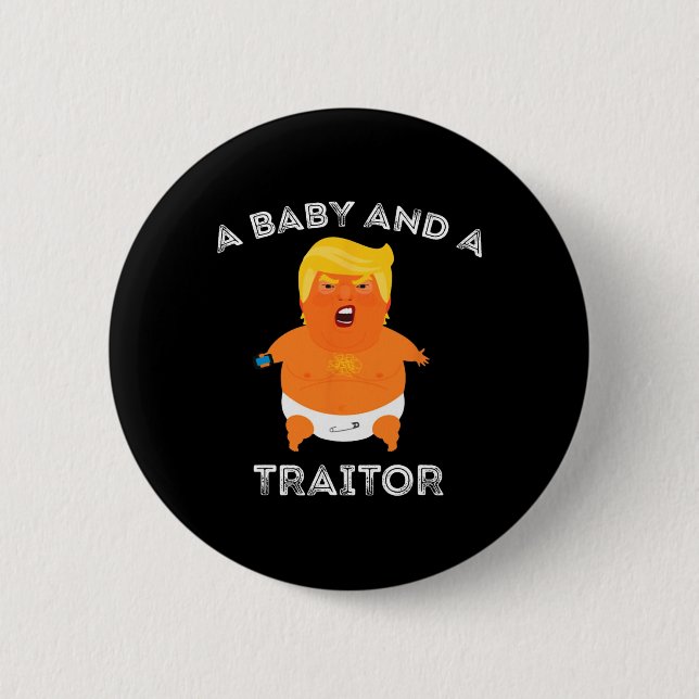 Trump Byby och Traitor Funny Trump President Knapp (Framsida)