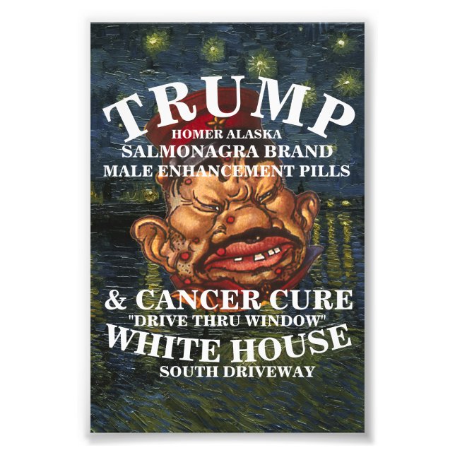 TRUMP CANCER VD STD RFK CANCER CURE DRIVE FÖNSTER FOTOTRYCK (Framsidan)