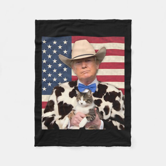 Trump Cat Shirt Funny Cowboy Donald Trump 2024 Ame Fleecefilt (Framsidan)