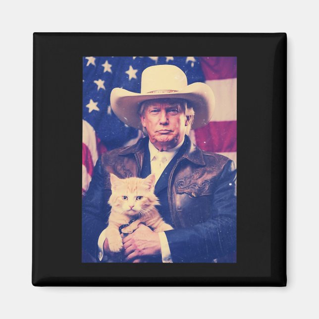 Trump Cat Shirt Funny Cowboy Donald Trump 2024 Ame Magnet (Framsidan)