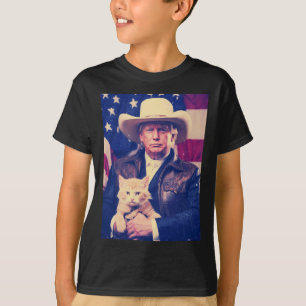 Trump Cat Shirt Funny Cowboy Donald Trump 2024 Ame T