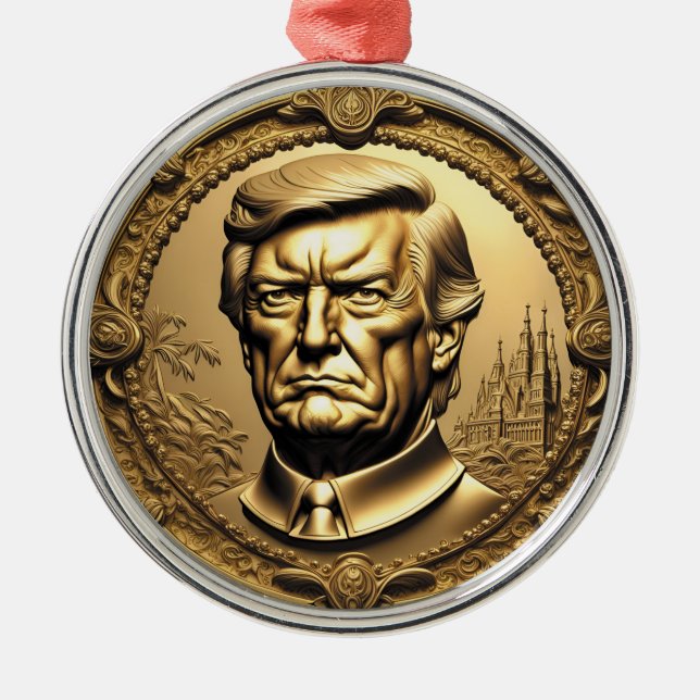 TRUMP CGI Collecsible Guld Art-Coin Doubloon Julgransprydnad Metall (Framsidan)