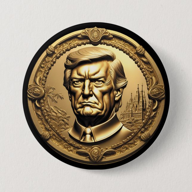 TRUMP CGI Collecsible Guld Art-Coin Doubloon Knapp (Framsida)