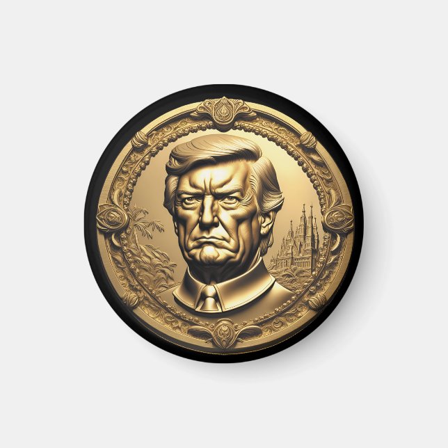 TRUMP CGI Collecsible Guld Art-Coin Doubloon Magnet (Framsidan)