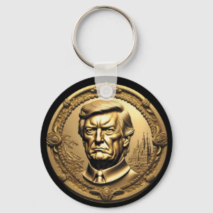 TRUMP CGI Collecsible Guld Art-Coin Doubloon Nyckelring