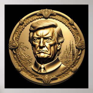 TRUMP CGI Collecsible Guld Art-Coin Doubloon Poster