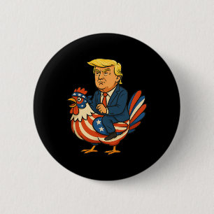 Trump Chicken Jockey Satir - Rolig Politisk Humor Knapp
