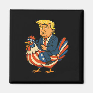 Trump Chicken Jockey Satir - Rolig Politisk Humor Magnet