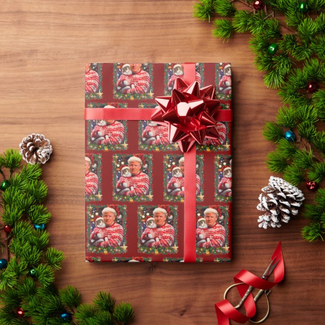 Trump Christmas Cat Ugly Xmas Wrapping Paper Presentpapper (Julgåva)