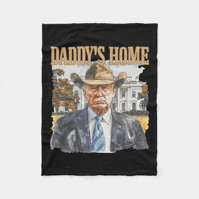 Trump Cowboy Western Pappor Home Ta Amerika Bac Fleecefilt (Framsidan)