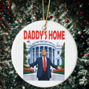 Trump Daddys Home White House Gift Julgransprydnad Keramik