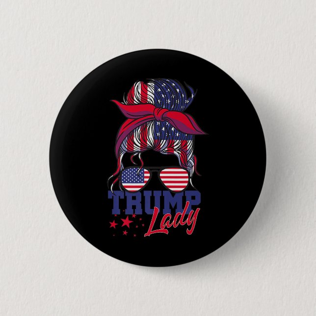 Trump Dam invigningsdag 2025 Messy Bun America Knapp (Framsida)