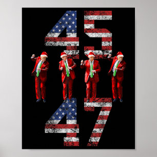 Trump Dance 45 47 American Flagga Trump Julafton P Poster
