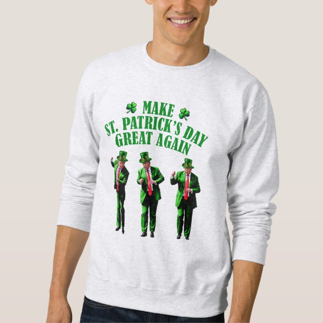 Trump Dancing Gör St. Patricks dag Underbar igen Lång Ärmad Tröja (Framsida)