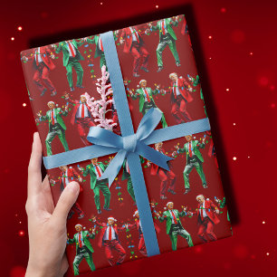 Trump Dancing Trump Santa Dance jul Red Presentpapper