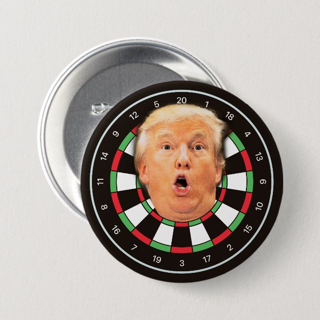 Trump Dartboard Funny Donald Dart Board Politisk p Knapp (Framsida & baksida)