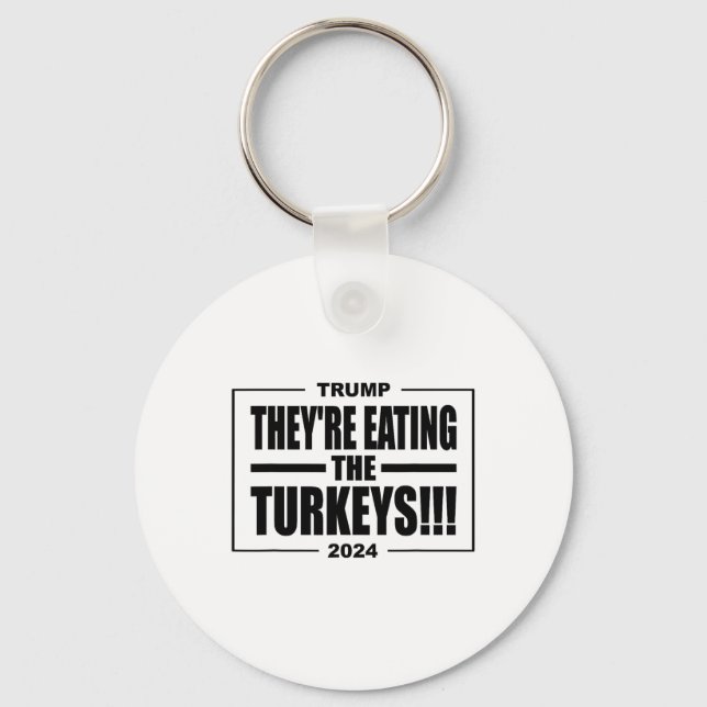 Trump De äter Turkey Thanksgiving Holi Nyckelring (Framsida)