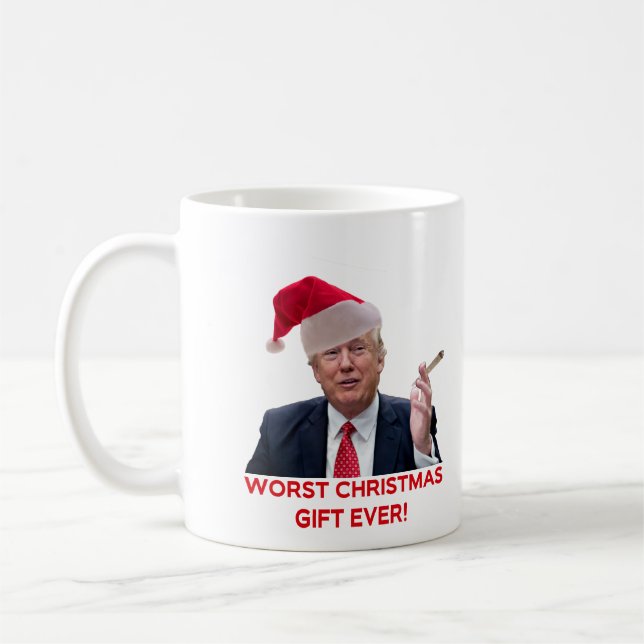 Trump, den värsta julklappen någonsin! kaffemugg (Vänster)