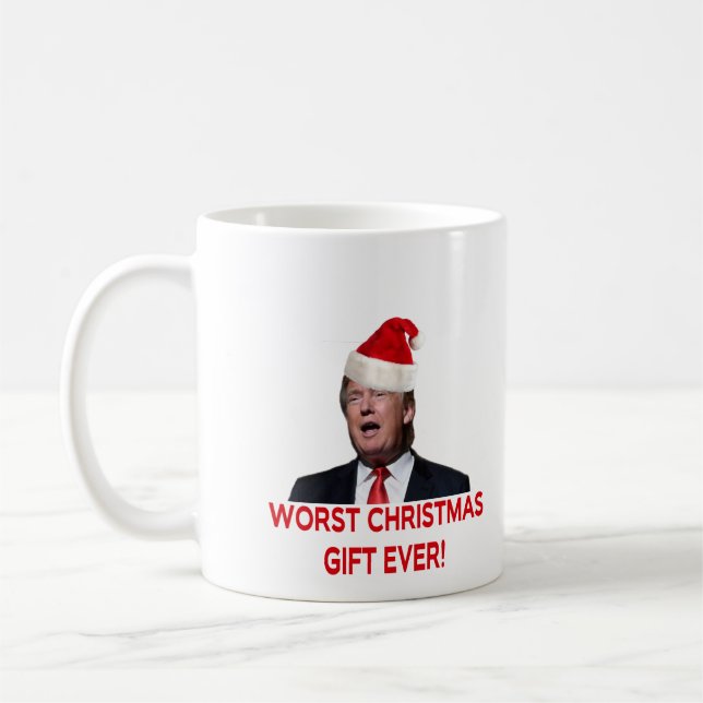 Trump, den värsta julklappen någonsin! kaffemugg (Vänster)