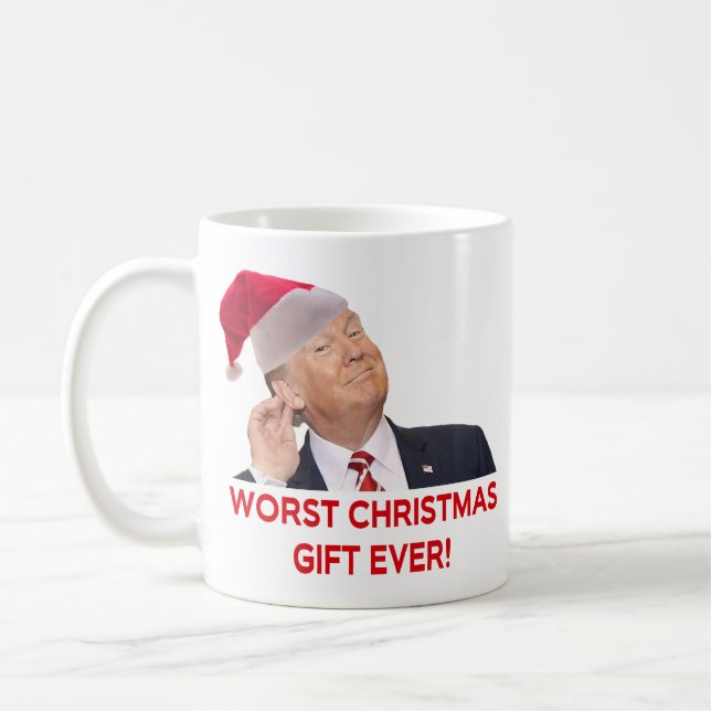 Trump, den värsta julklappen någonsin! kaffemugg (Vänster)